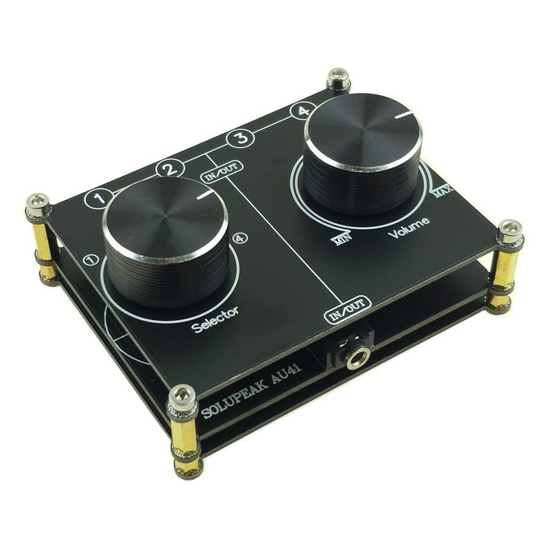 SOLUPEAK 3.5mm AUX Cable Switcher, 4 Input 1 Output, AUX 1/8" Source Stereo Splitter, Audio Selector Box, Signal Switch with Volume Control for Home Audio - Image 1